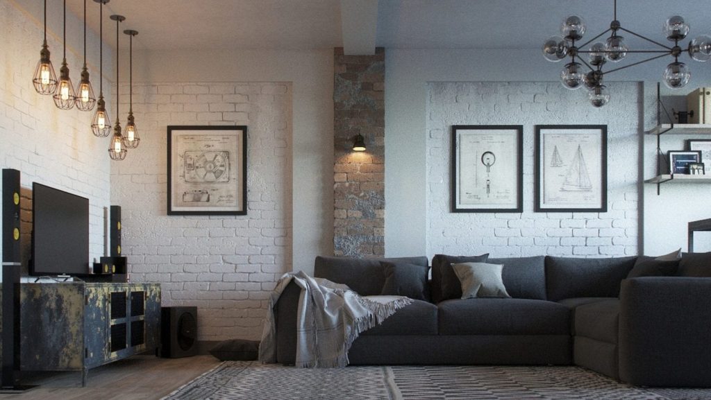 Гостиная в стиле лофт: 100 фото идей дизайна интерьера в квартире,  спальня-гостиная