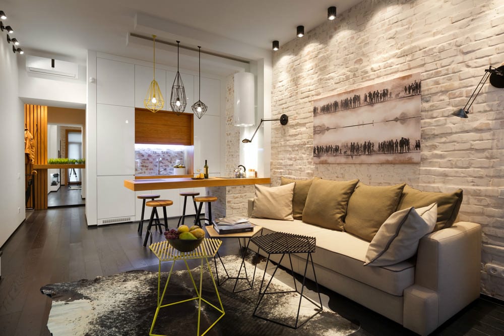 Гостиная в стиле лофт: 100 фото идей дизайна интерьера в квартире,  спальня-гостиная