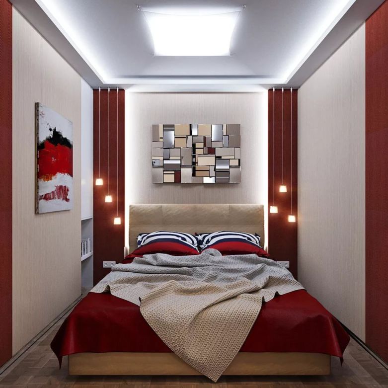 Дизайн маленькой спальни: фото современного интерьера с большой кроватью в  светлых тонах