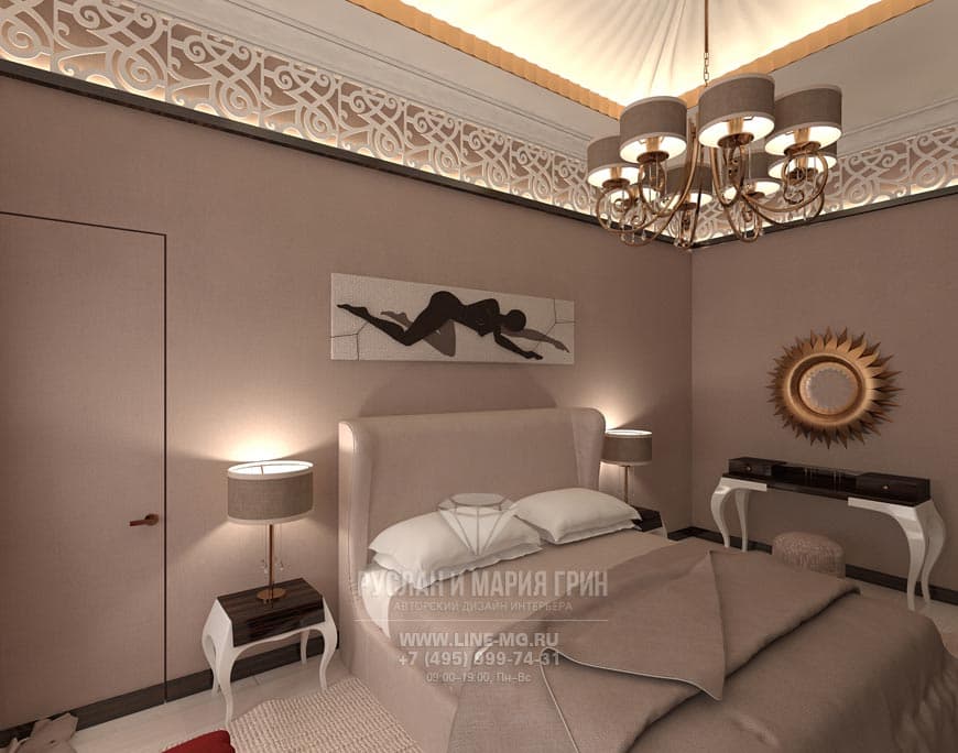 Современная идея дизайна спальни в стиле арт-деко