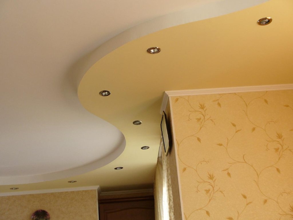 Комбинированные потолки гипсокартон и натяжной - 60 фото