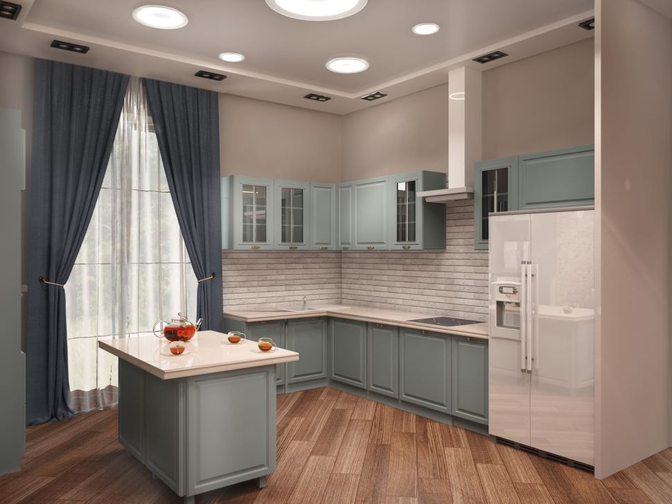 Дизайн интерьера гостиной Кухня-столовая-гостиная в полуклассическом  стиле | Портал Люкс-Дизайн.RU