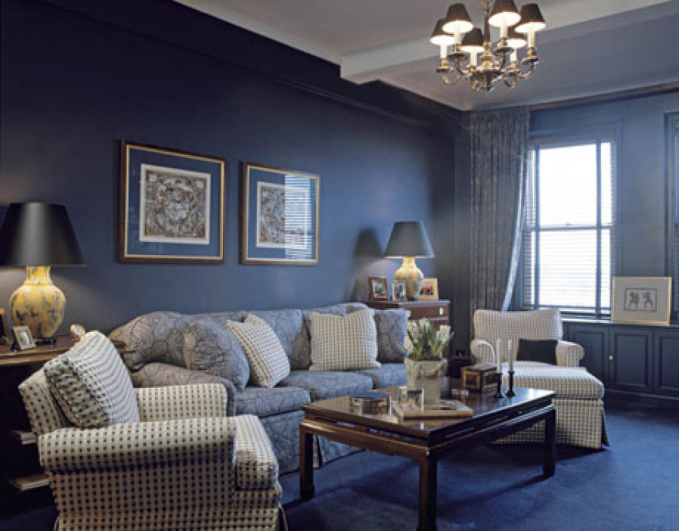 Дизайн интерьера гостинной в синем цвете » Картинки и фотографии дизайна  квартир, домов, коттеджей