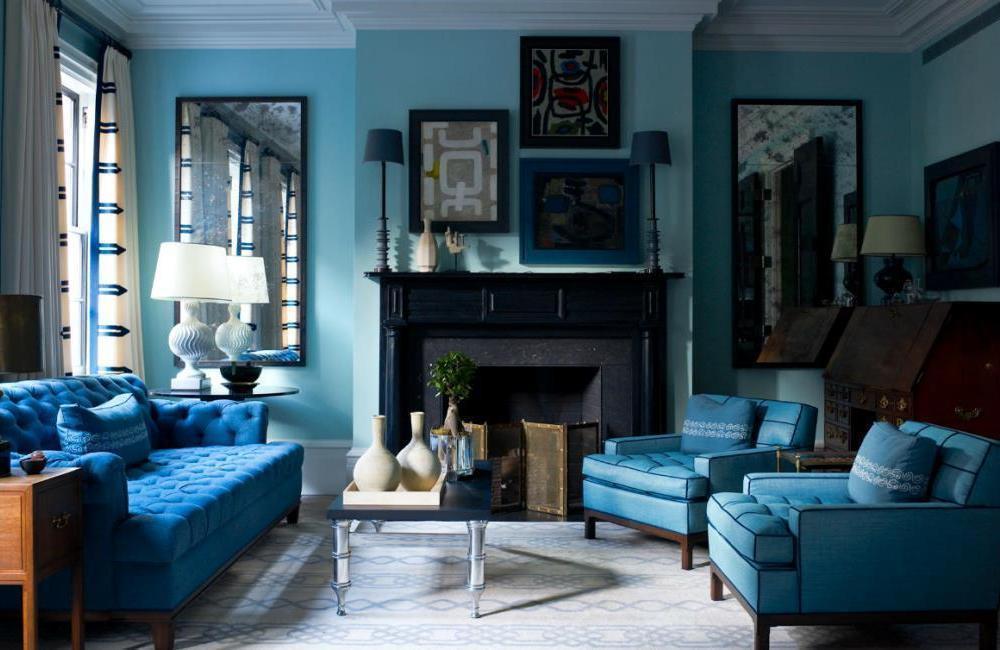 Дизайн интерьера гостинной в синем цвете » Картинки и фотографии дизайна  квартир, домов, коттеджей