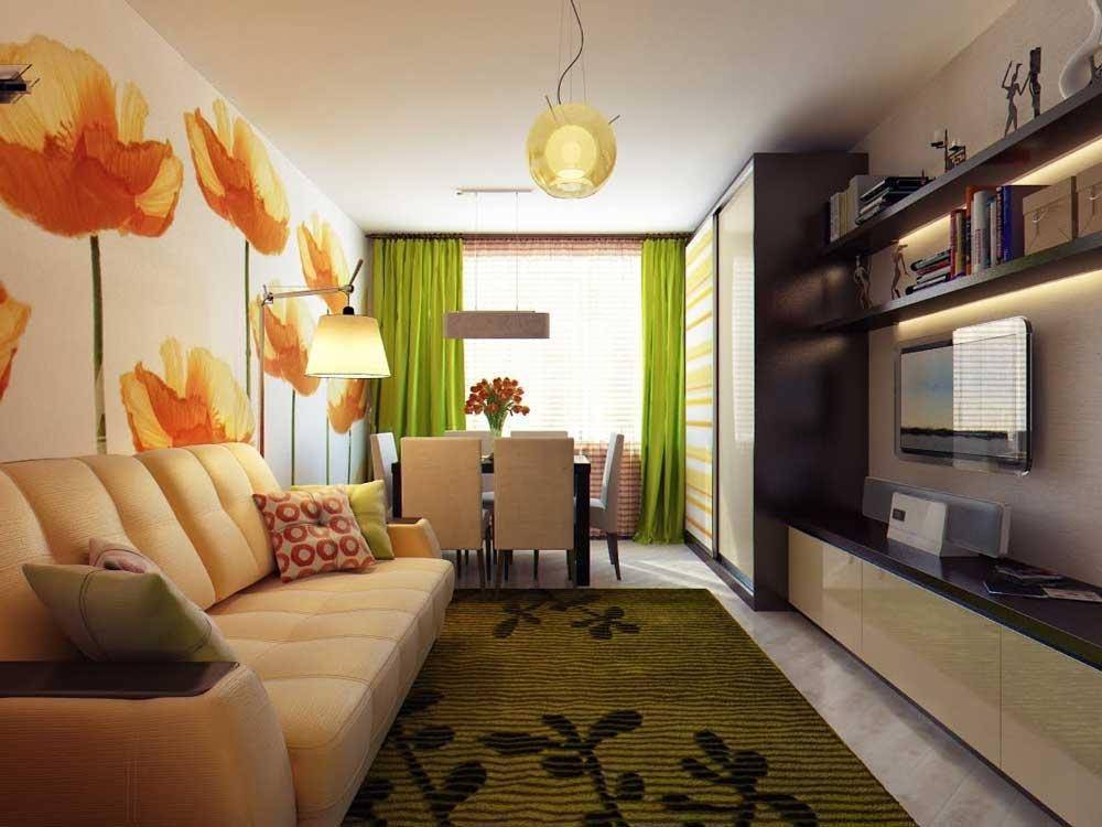 Интерьер гостиной в хрущевке 18 кв м: варианты разделения комнат и простой  дизайна