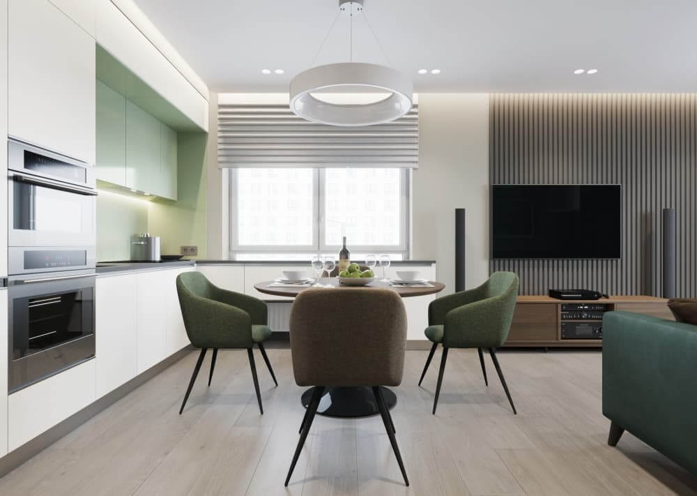 Кухня-гостиная в стиле минимализм: 45 фото и идей дизайна интерьера