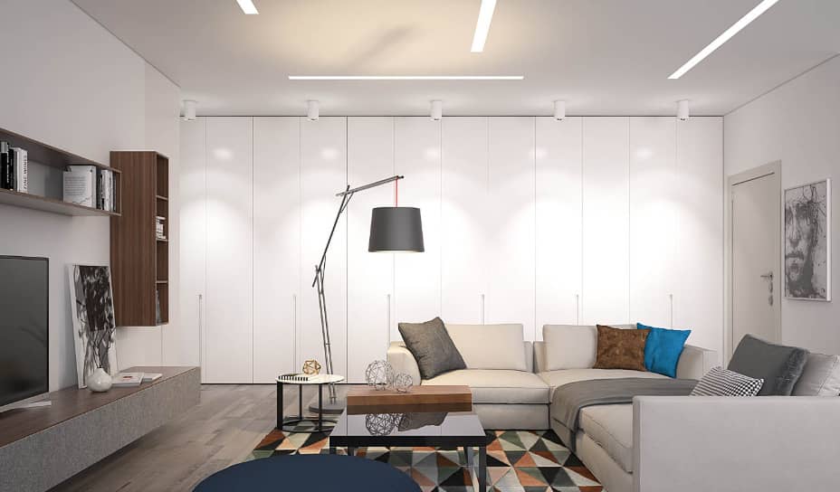 Гостиная в стиле минимализм 28 кв.м. ➤ смотреть фото дизайна интерьера