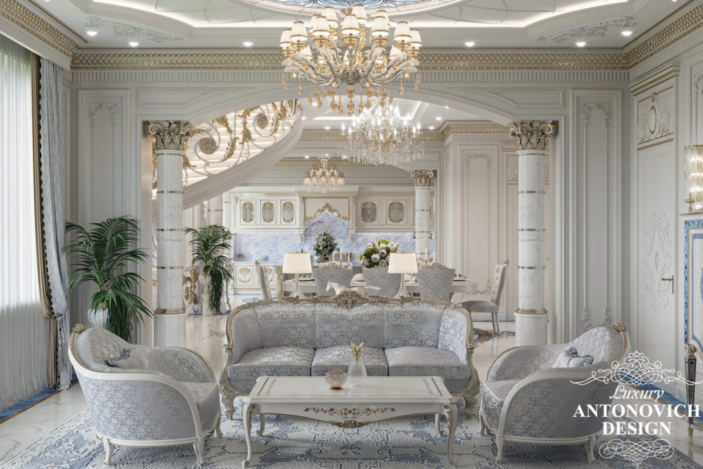 Парадная гостиная с изысканными акцентами ЖК Совиньон ⋆ Студия дизайна  элитных интерьеров Luxury Antonovich Design