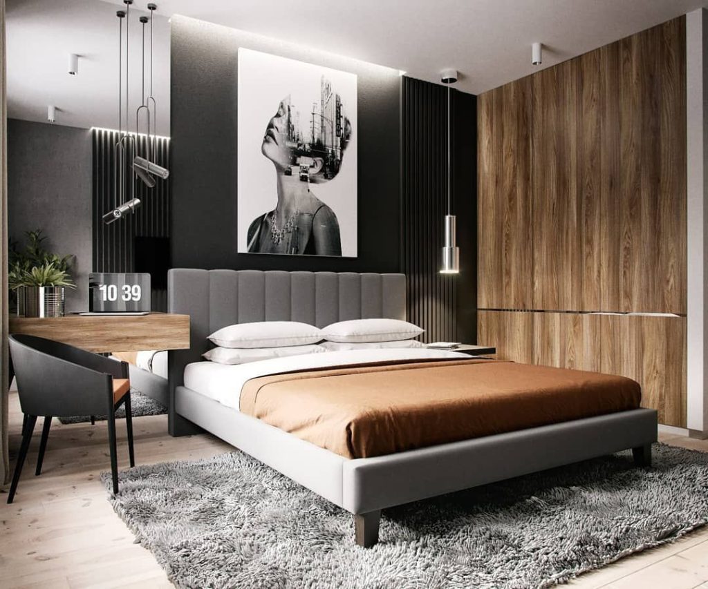 Мужская спальня: 100 фото стильных идей интерьера