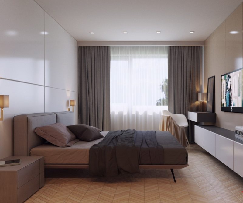 Зонирование квадратной комнаты. Дизайн спальни-гостиной — секреты  зонирования Совмещенная спальня и гостиная 20 кв