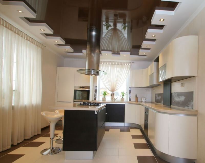 Дизайн потолка на кухне: самые поразительные варианты. Фото, идеи