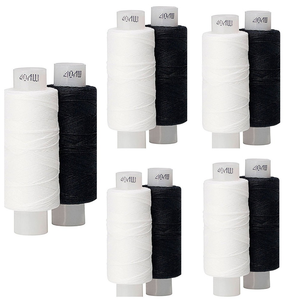 Черные и белые нитки 40-ка 10 шт - купить с доставкой по выгодным ценам в  интернет-магазине OZON (371333526)