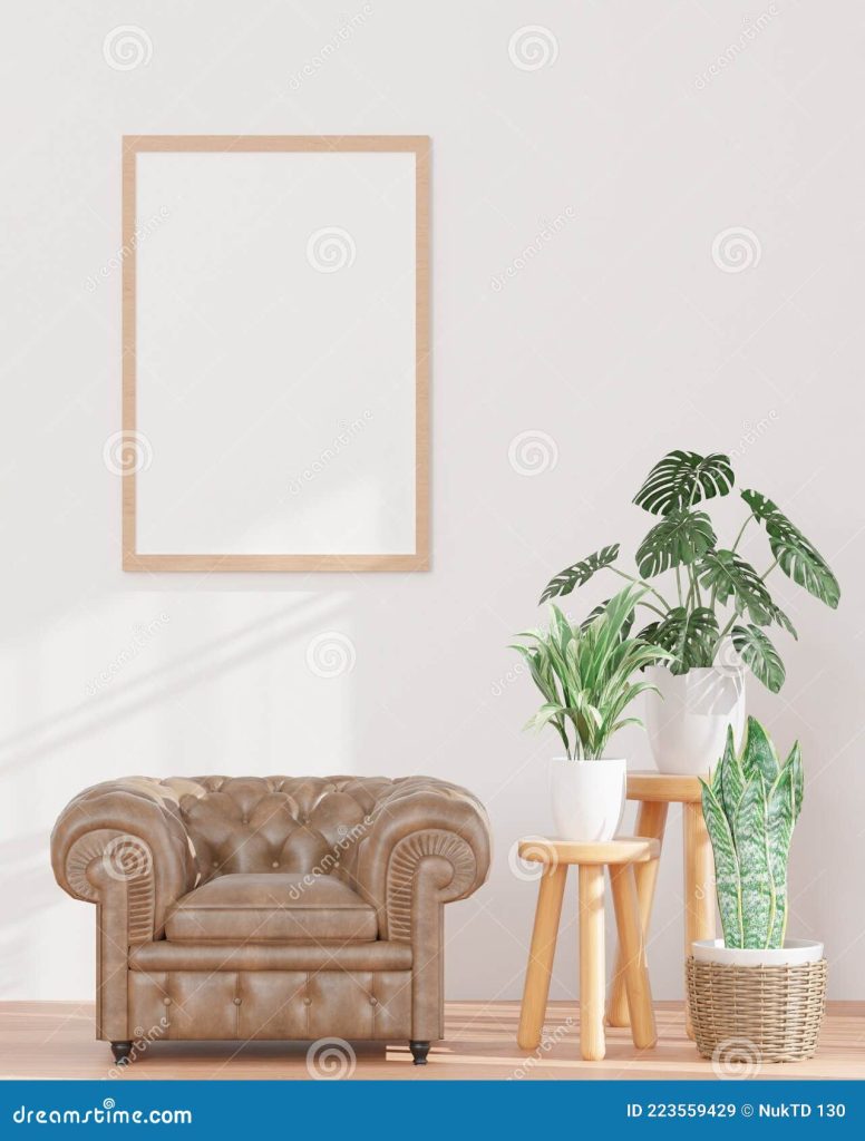 гостиная и белая рамка макета софы кожи стены Иллюстрация штока -  иллюстрации насчитывающей творческо, афоризмов: 223559429