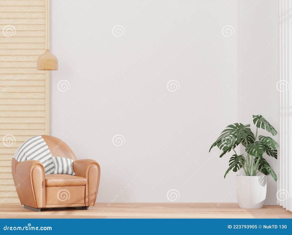 гостиная большая оконная коричневая кожаная диван японский минимальный  стиль макет и копия пространственная стена Стоковое Изображение -  изображение насчитывающей бумага, украшение: 223793905