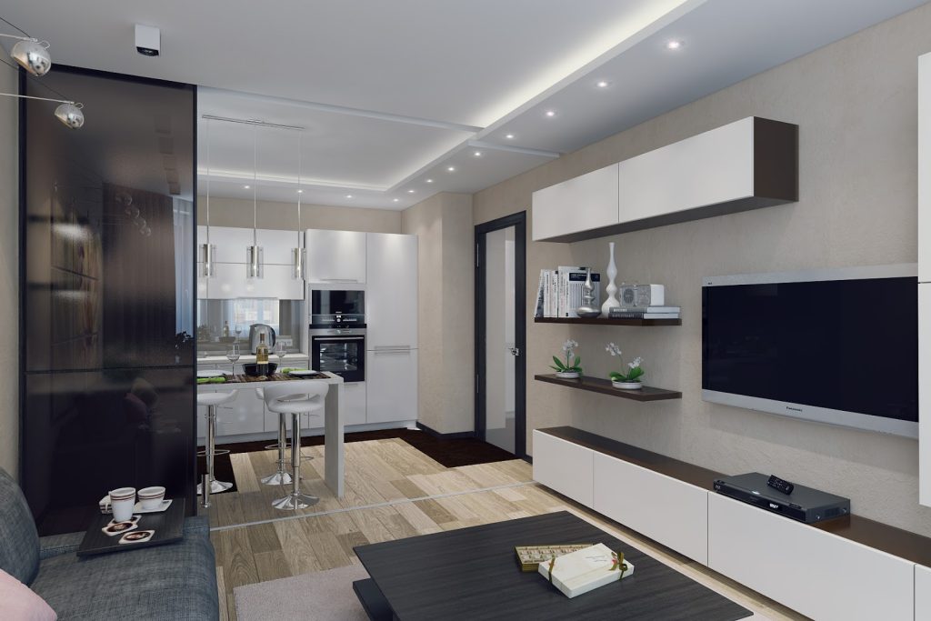 Дизайн гостиной с кухней 20 кв.м » Картинки и фотографии дизайна квартир,  домов, коттеджей