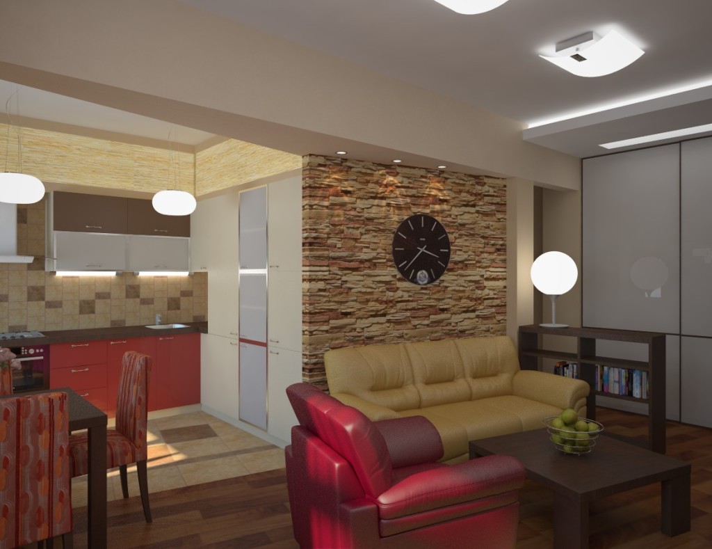 Дизайн гостиной, совмещенной с кухней: современное оформление интерьера,  видео и фото