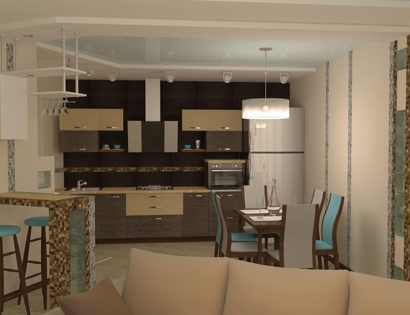 Дизайн маленького зала совмещенного с кухней » Картинки и фотографии  дизайна квартир, домов, коттеджей