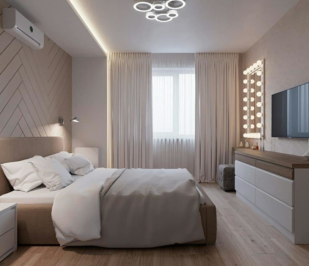 Дизайн квадратной спальни - 76 фото