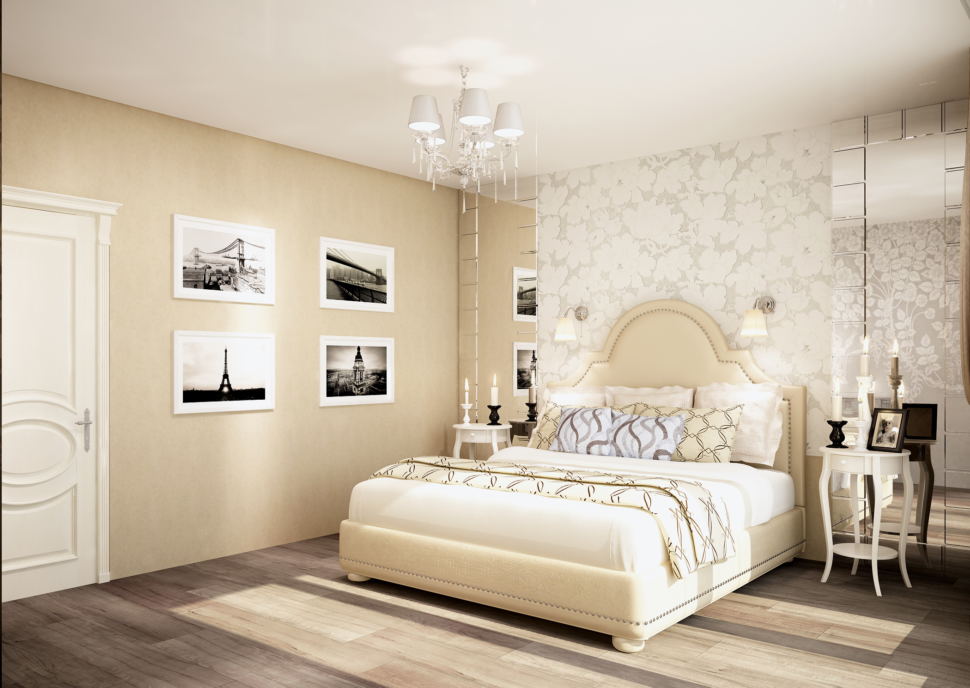 Дизайн Спальня в стиле Минимализм в сером цвете №13246