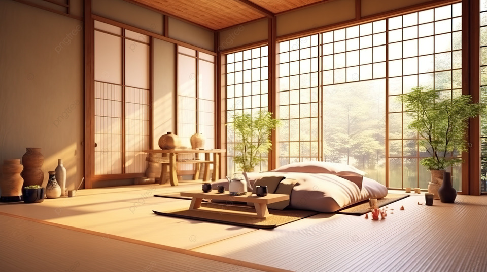 современный японский дизайн интерьера в 3d рендеринге, белая гостиная, окно  гостиной, гостиная фон картинки и Фото для бесплатной загрузки