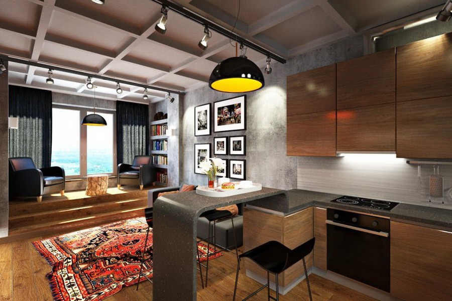 Маленькая кухня-гостиная: дизайн-проекты, фотографии зонирования помещения