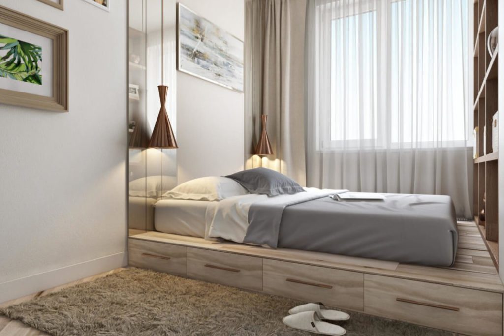 Спальня 6 кв м: как обставить в современном стиле, оформление интерьера с  фото