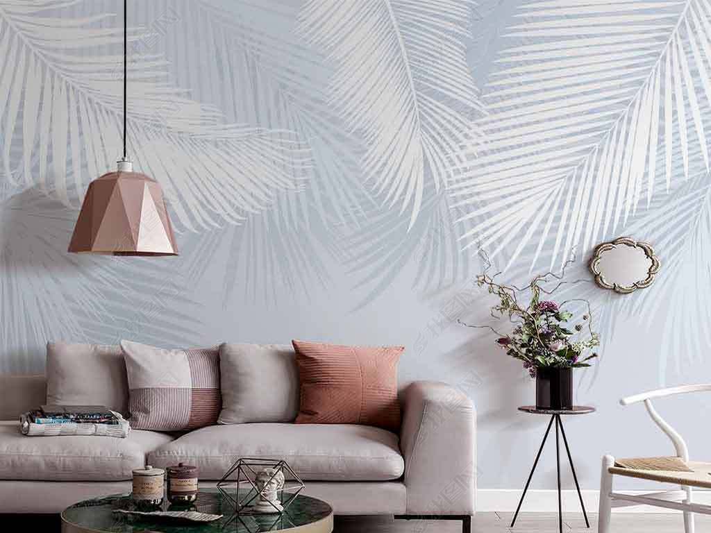 Фотообои Серо-голубые пальмовые листья купить на стену — Цены и 3D Фото в  каталоге интернет магазина Printwalls