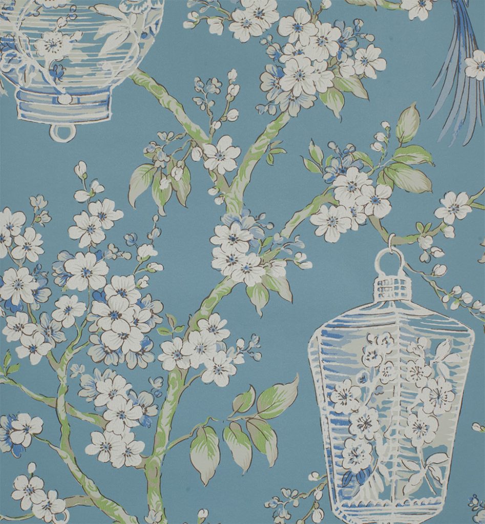Голубые обои для стен с рисунком в виде цветущих деревьев Aura Charming  Prints FD22759 | купить в Москве, цены, фото