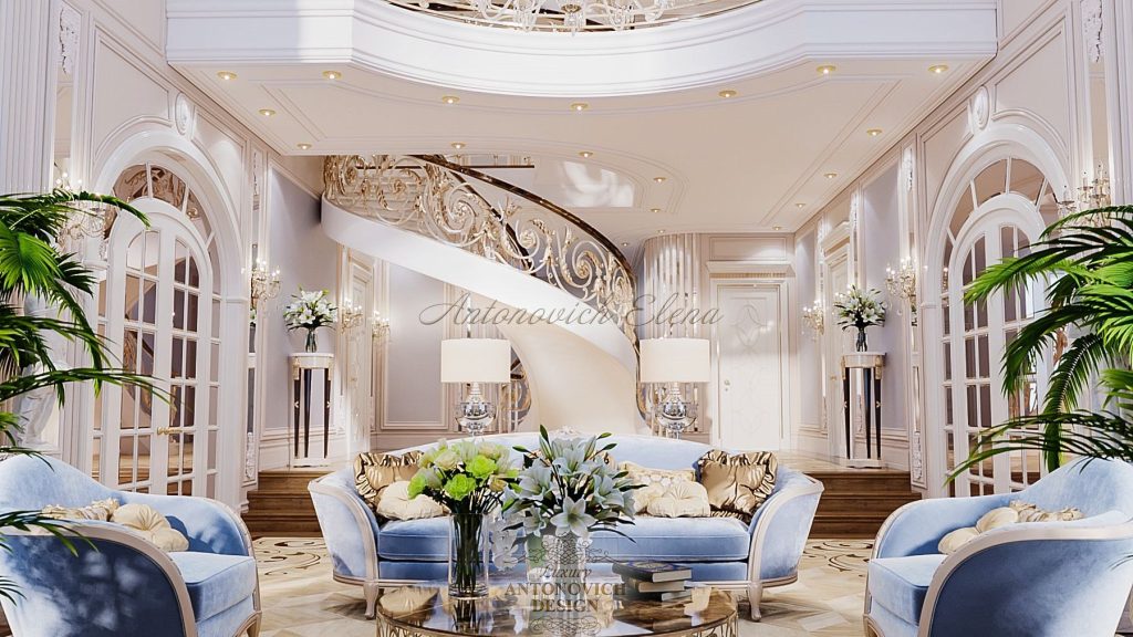 Гостиная с камином в стиле современная классика - Antonovych Design