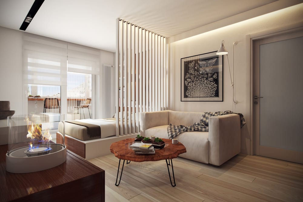 Дизайн гостиной-спальни 18 кв. м.: 65 фото интерьеров, зонирование и  офрмление