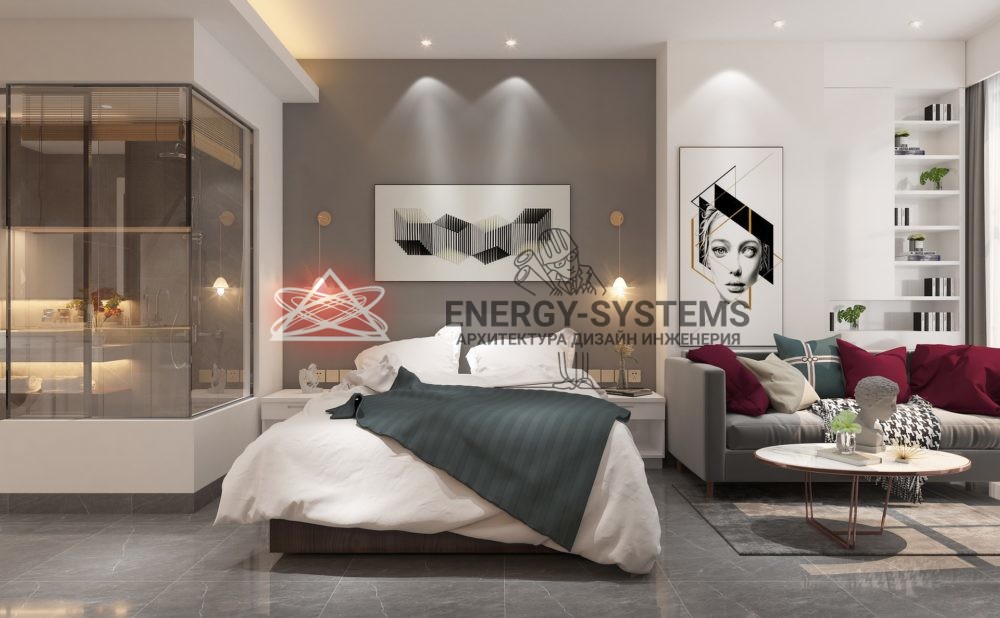 Дизайн-проект комнаты: гостиная-спальня • Energy-Systems