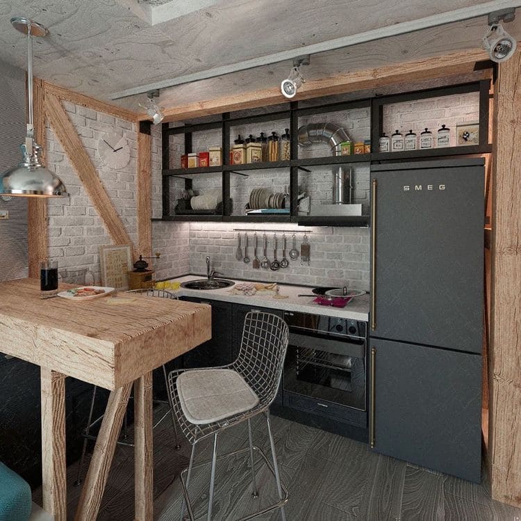 Маленькая кухня в стиле лофт: отделка, мебель, освещение - читайте статьи  от «Ваша Мебель»