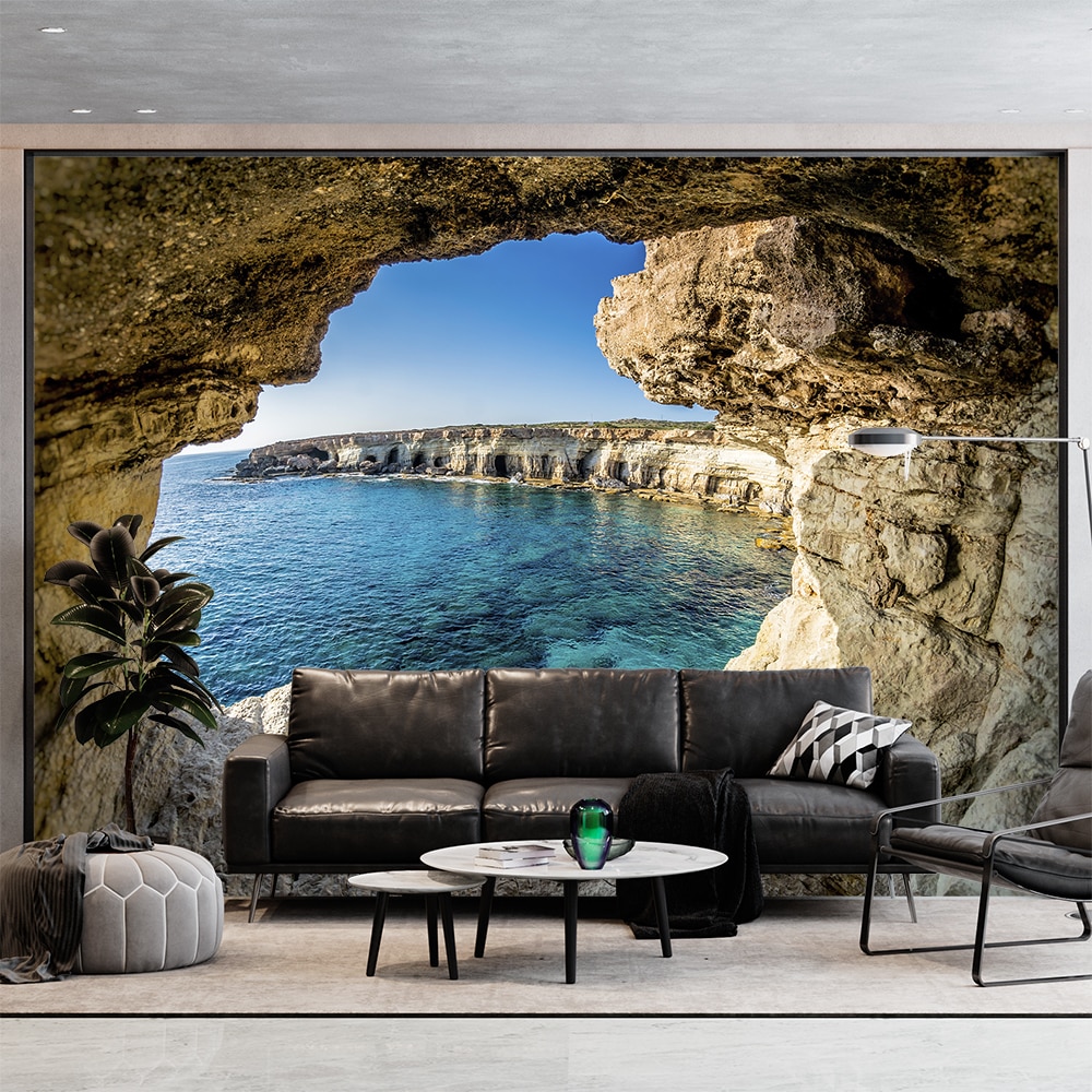 Обои фотообои фотообои 3d на стену обои флизелиновые фото обои на стену Вид  через скалы на голубое море. | AliExpress
