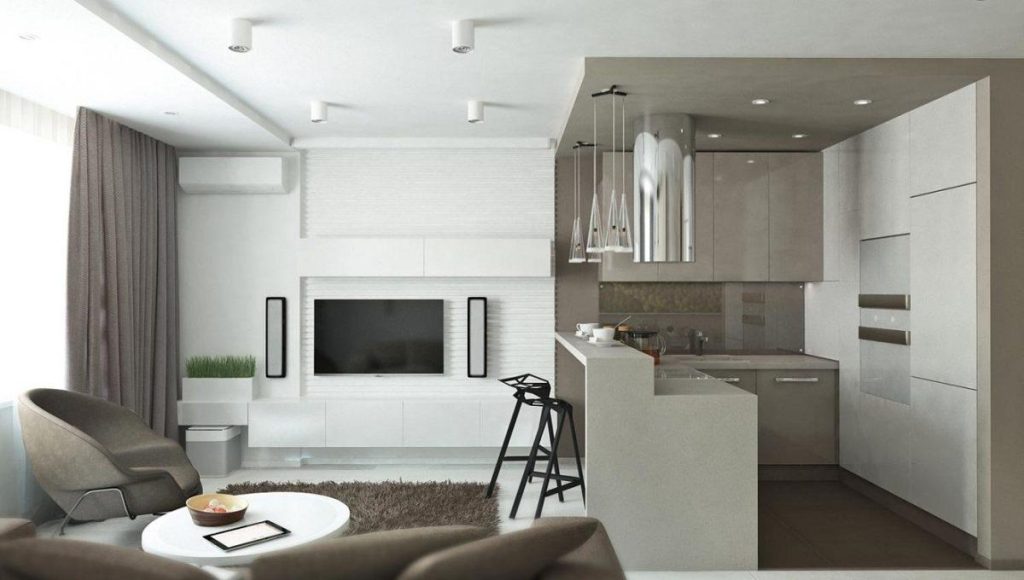 Планировка и дизайн кухни-гостиной 20 кв. м: Идеи для квадратной и  прямоугольной комнаты с фото