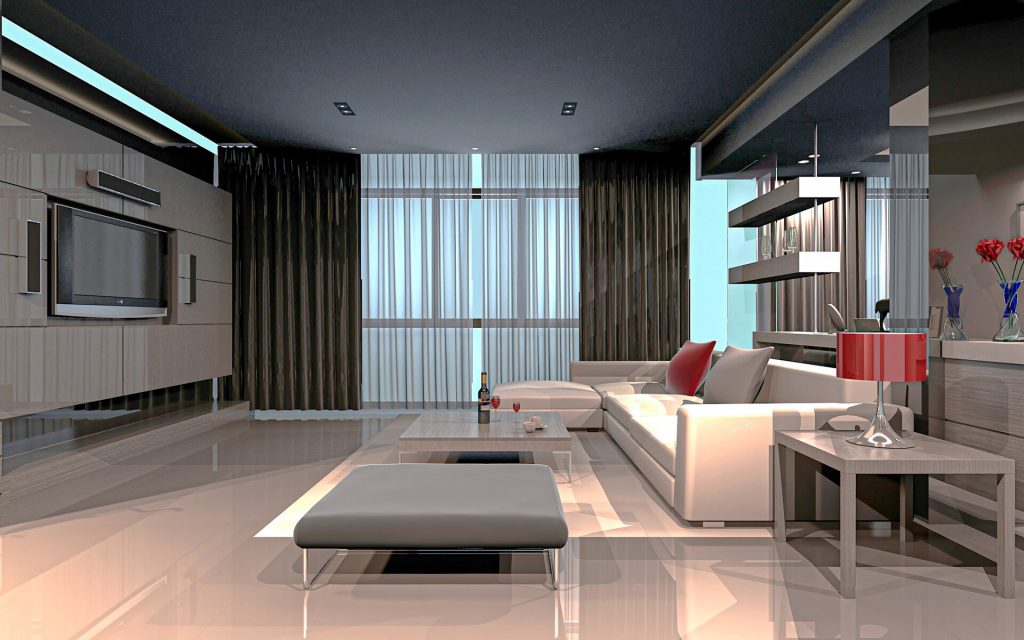 Дизайн гостиной хай-тек: выбор отделочных материалов, мебели, освещения,  декора и их применение в соответствии со стилистикой