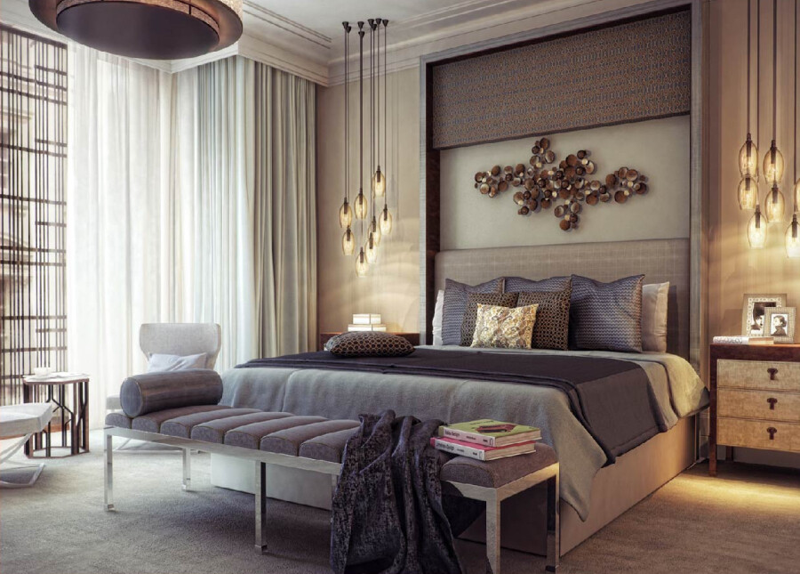 Современный дизайн спальни: освещение, мебель, декор, варианты отделки.