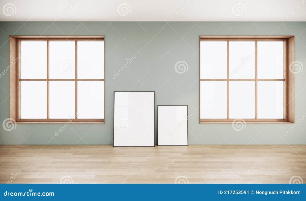 чистые рамки в интерьере комнаты в стиле япанди. большое окно в комнате.  Иллюстрация штока - иллюстрации насчитывающей лево, стул: 217253591