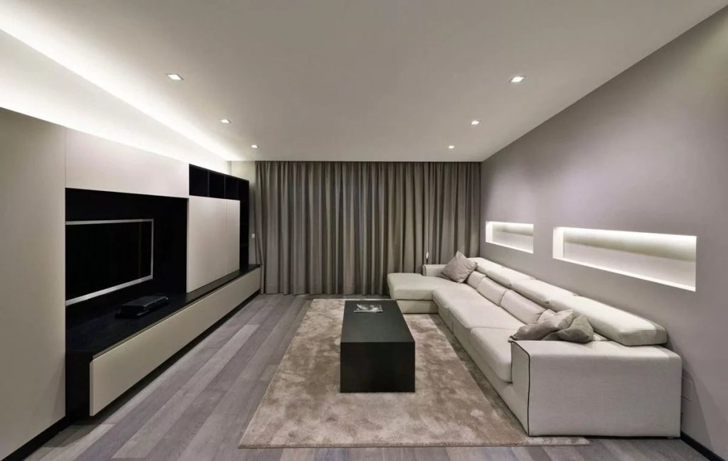 Дизайн гостиной комнаты минимализм - 75 фото
