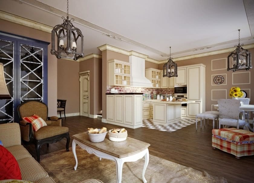 Кухня-гостиная в стиле прованс: 50 фото дизайна интерьера в доме и квартире