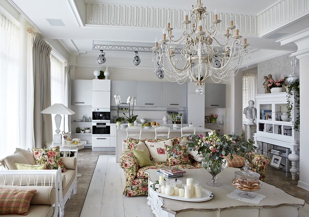 Кухня-гостиная в стиле прованс: 50 фото дизайна интерьера в доме и квартире