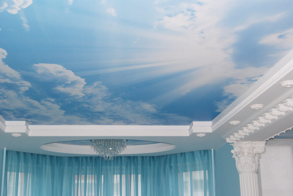 Натяжные потолки небо с облаками цена в Москве от компании Махаон!