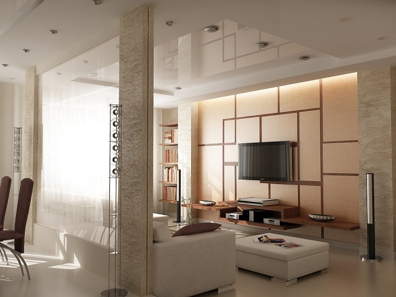 Натяжные потолки в гостиной - обзор современного дизайна, а также сочетания  в интерьере (100 фото)