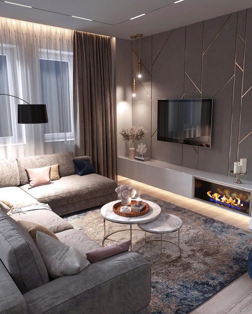 Современный дизайн гостиной в квартире - 64 фото