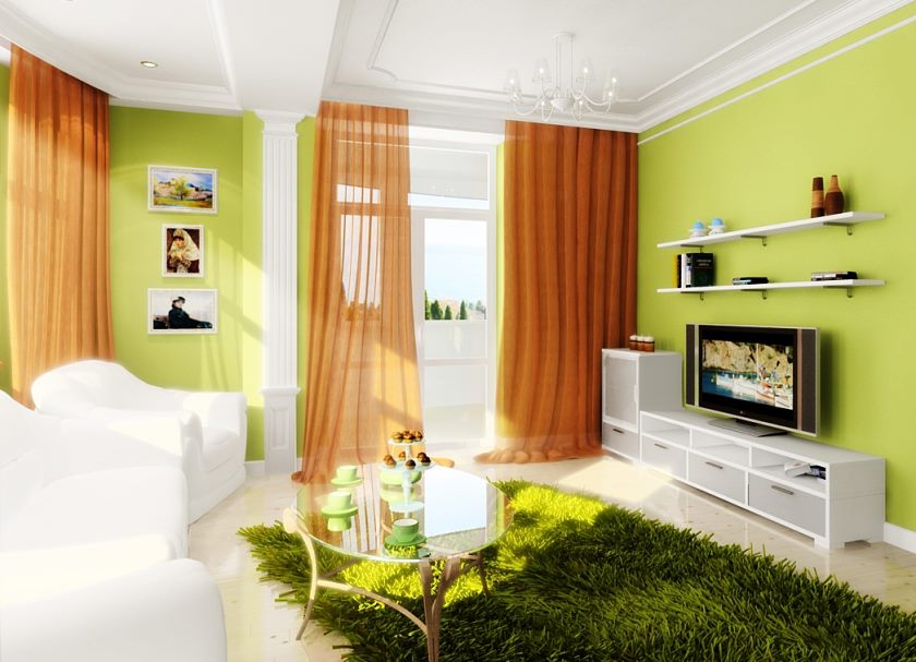 Интерьер комнаты в зеленом цвете фото » Картинки и фотографии дизайна  квартир, домов, коттеджей