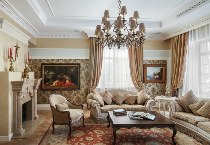 Гостиная в золотых тонах - элегантный дизайн гостиной золотого цвета (60  фото)