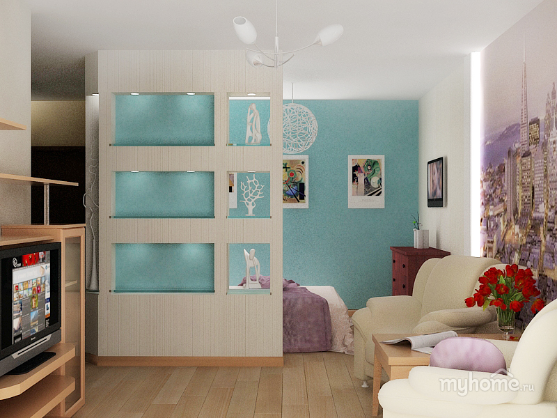 Идеи интерьера однокомнатной квартиры-студии » Современный дизайн на  Vip-1gl.ru