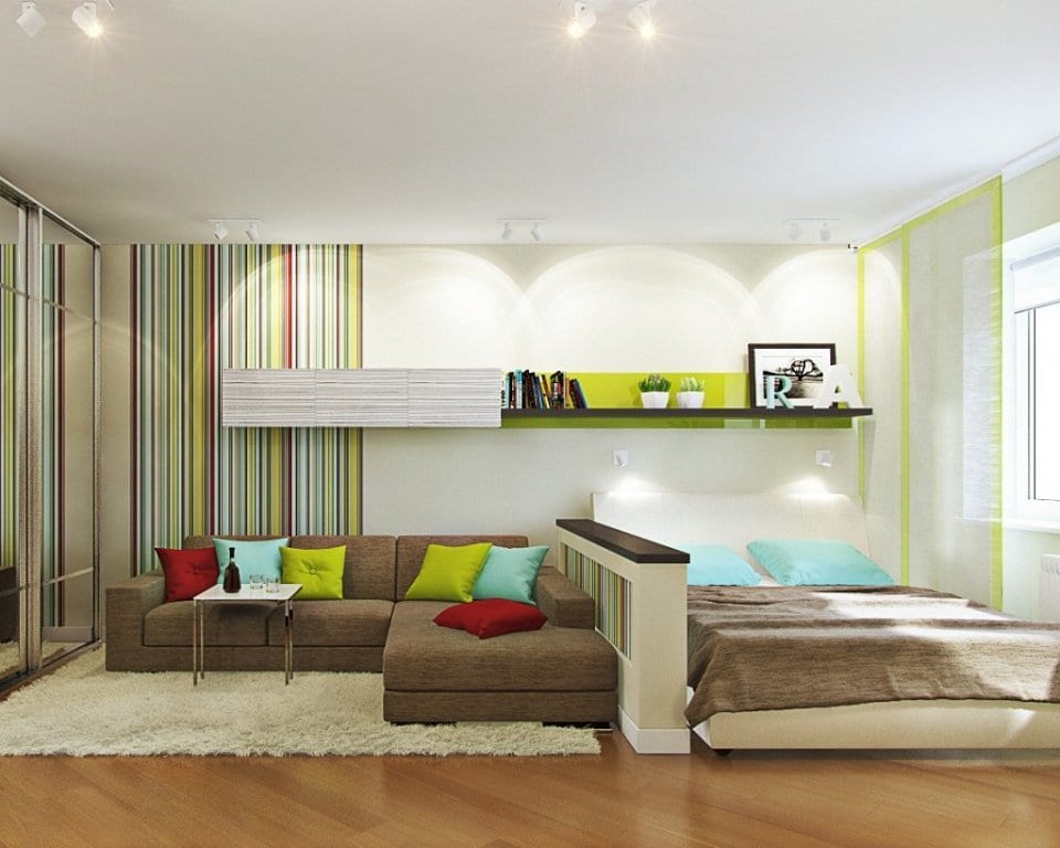Кровать в гостиной: 50 фото идей дизайна и ее размещения в зале
