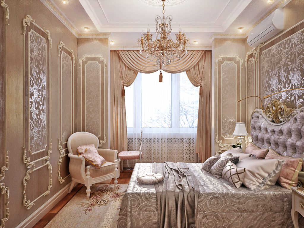 Королевская спальня в классическом стиле: секреты и 60 фото примеров