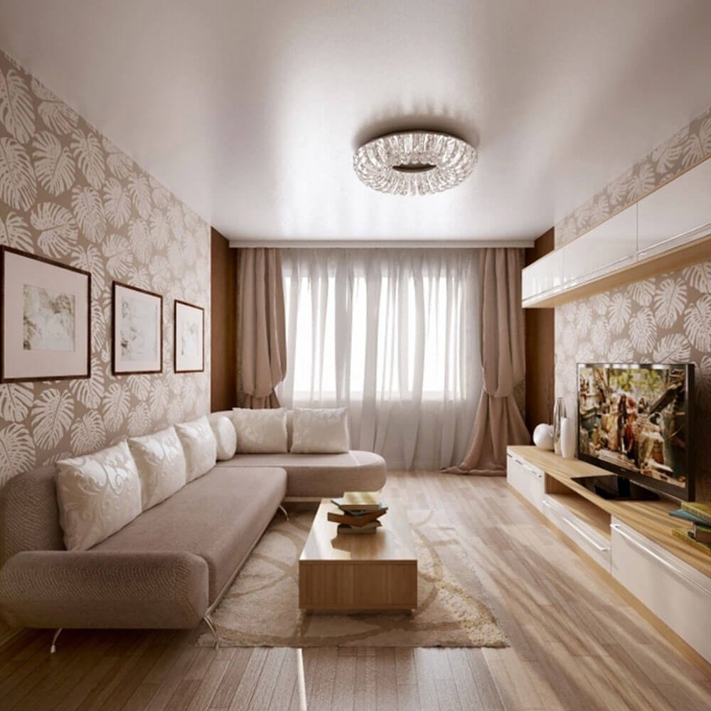 Дизайн длинной гостиной - 77 фото