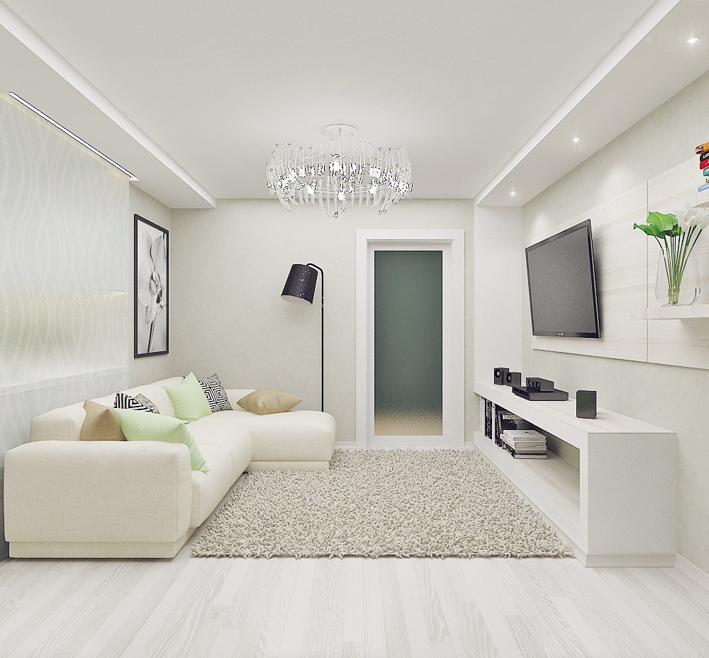 Дизайн гостинной комнаты в светлых тонах - 69 фото